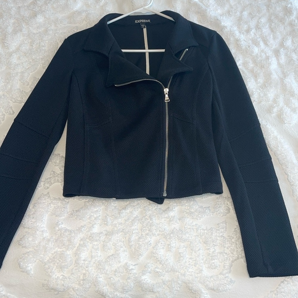 Black Fabric Moto Jacket Express